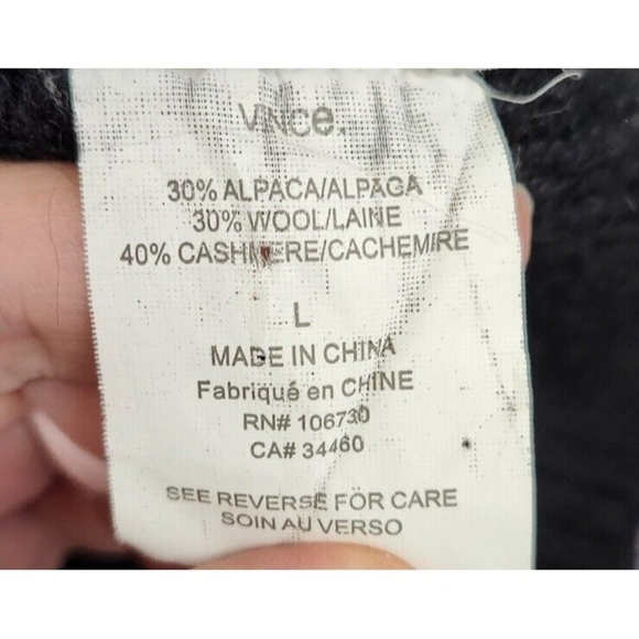 VINCE Alpaca Women Wool Cashmere Blend Cowl Neck Short Sleeve Sweater Gray L - Picture 12 of 16